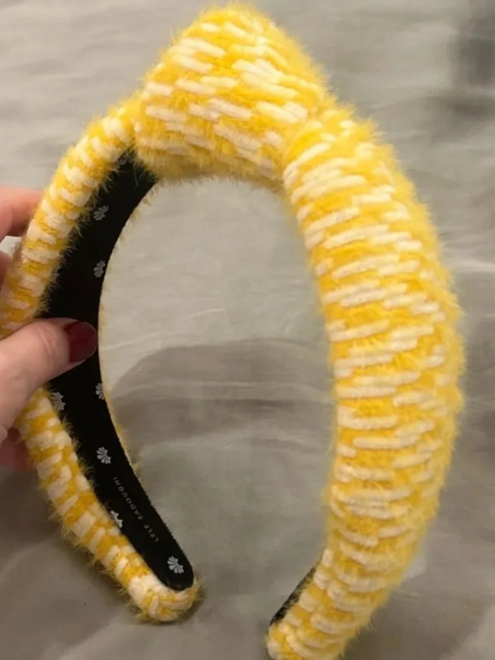LELE SADOUGHI madison knotted fuzzy yellow headband NEW